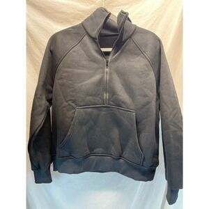 SHEIN Pullover‎ Sweatshirt Funnel Neck Half Zip Black Comfy Casual Size S